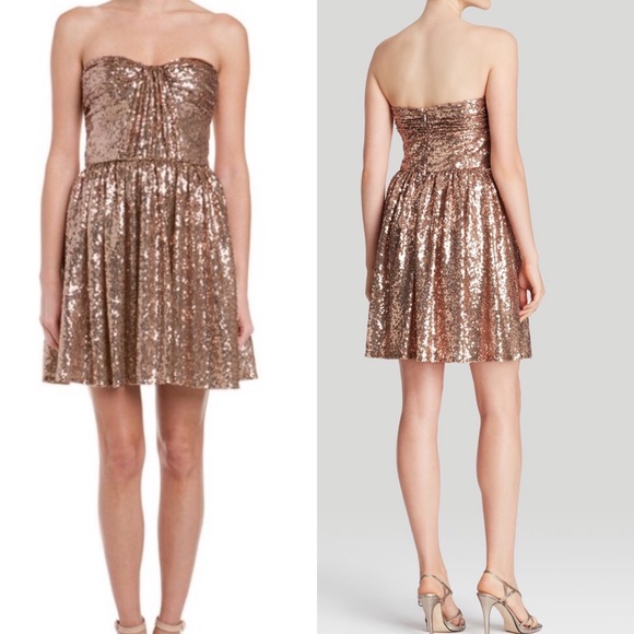 Jill Stuart Dresses & Skirts - Jill Stuart Rose Gold Sequin Strapless Dress NWT